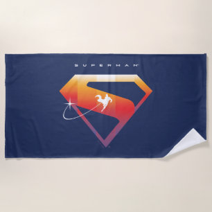 Sunset Soar Superman Shield Beach Towel