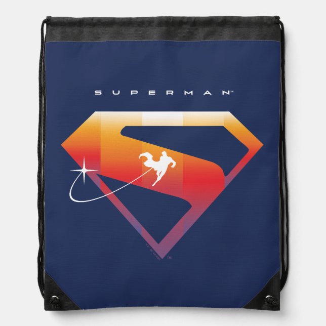 Sunset Soar Superman Shield Drawstring Bag (Front)