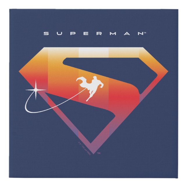 Sunset Soar Superman Shield Faux Canvas Print (Front)