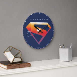 Sunset Soar Superman Shield Large Clock