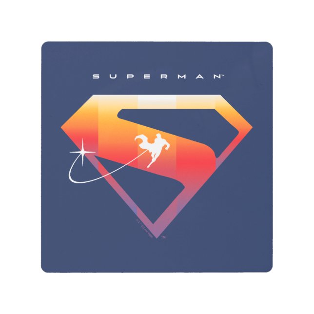Sunset Soar Superman Shield Metal Print (Front)