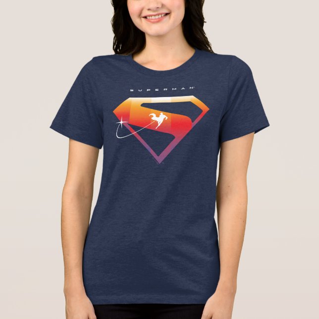 Sunset Soar Superman Shield Tri-Blend Shirt (Front)