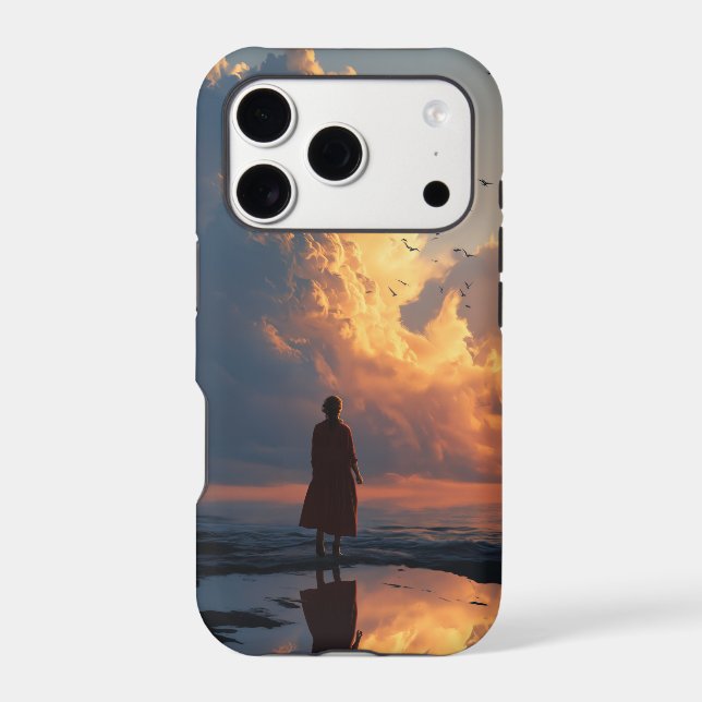 Sunset Solitude: Woman in Red Dress Case-Mate iPhone Case (Back)