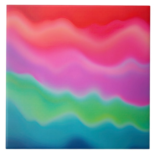 "Sunset Sorbet" Colourful Abstract Art   Ceramic Tile (Front)