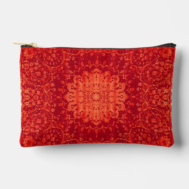 Sunset Souk: Orange Marrakesh Moroccan Pattern Accessory Pouch (Front)