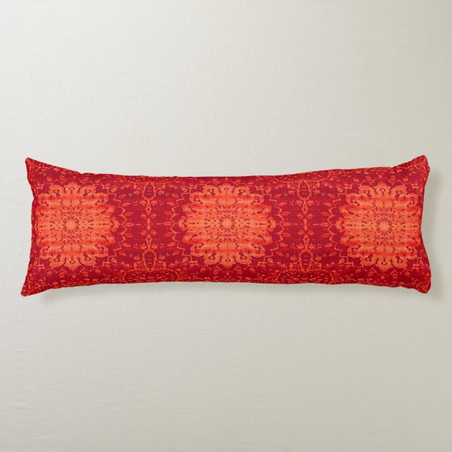 Sunset Souk: Orange Marrakesh Moroccan Pattern Body Pillow (Front)