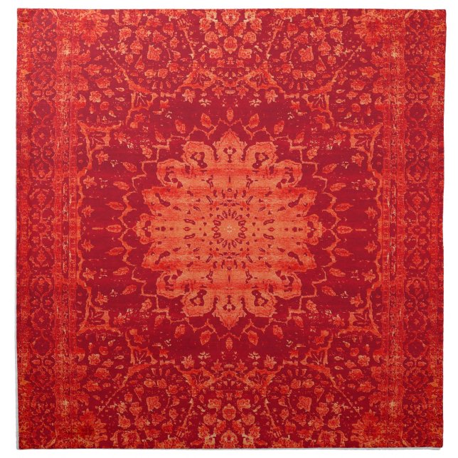 Sunset Souk: Orange Marrakesh Moroccan Pattern Cloth Napkin (Front)