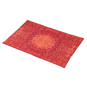 Sunset Souk: Orange Marrakesh Moroccan Pattern Cloth Placemat
