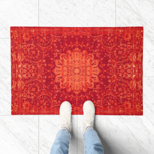 Sunset Souk: Orange Marrakesh Moroccan Pattern Doormat