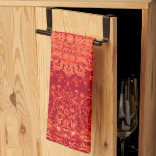 Sunset Souk: Orange Marrakesh Moroccan Pattern Kitchen Towel