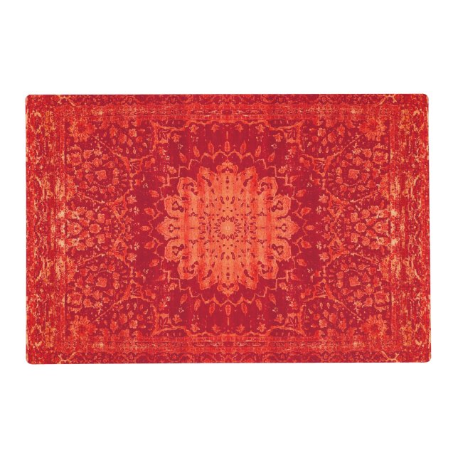 Sunset Souk: Orange Marrakesh Moroccan Pattern Placemat (Front)