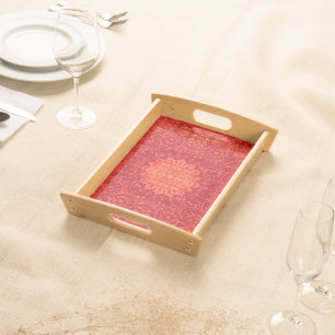 Sunset Souk: Orange Marrakesh Moroccan Pattern Serving Tray