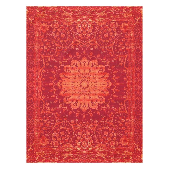 Sunset Souk: Orange Marrakesh Moroccan Pattern Tablecloth (Front)