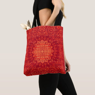 Sunset Souk: Orange Marrakesh Moroccan Pattern Tote Bag