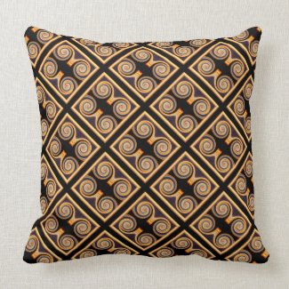 Sunset Spiral Fractal Squares Throw Pillow