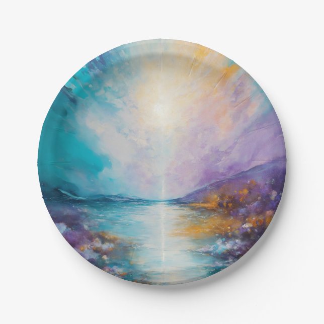 "Sunset Splendor: Luminous Sky Paper Plates" Paper Plates (Front)