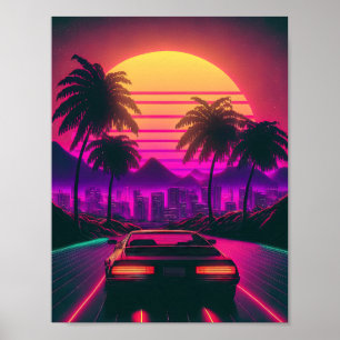 Sunset Sprint: Synthesizes the Skyline Poster