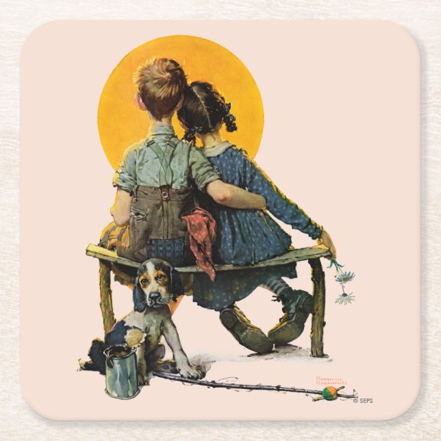 Sunset Square Paper Coaster (Front)