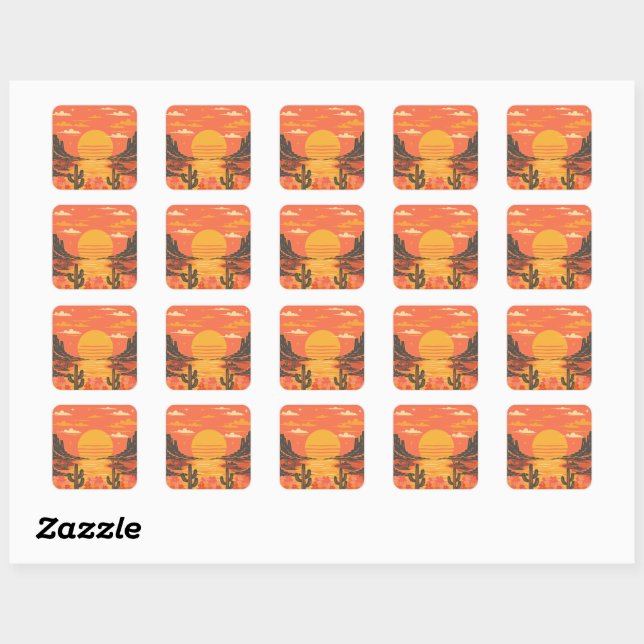 Sunset Square Sticker (Sheet)