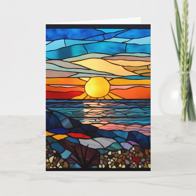 Sunset Stained Glass Design Notecard, Announcement (Front)