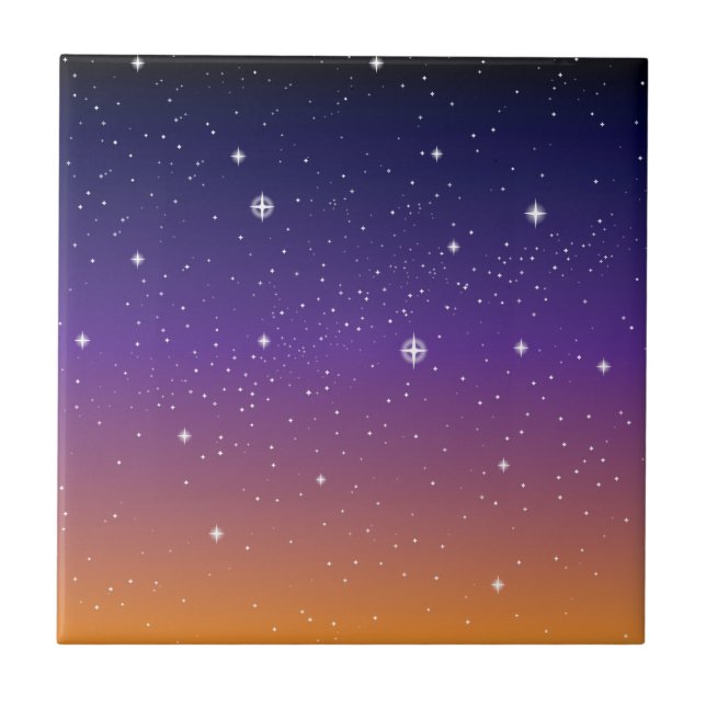 Sunset Starry Night Sky Ceramic Tile (Front)