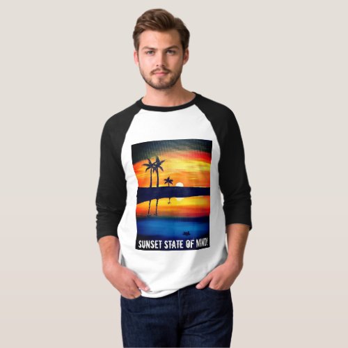 Sunset State Of Mind Mens Raglan T_shirt