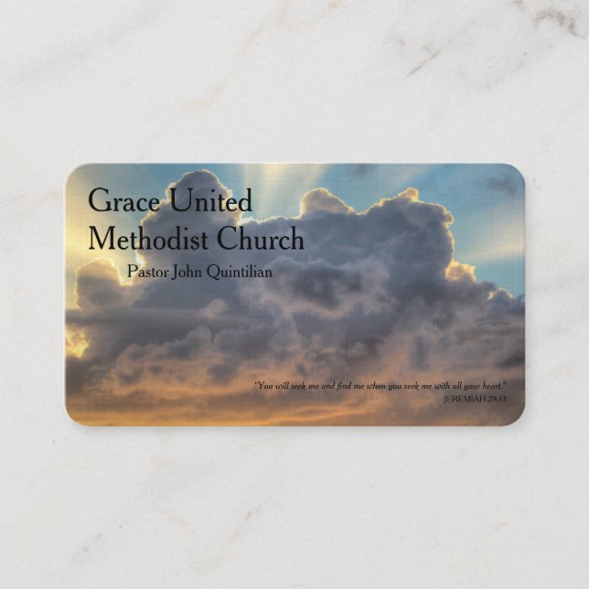 Sunset Storm Clouds Christian Minister Pastor Business Card (Front)