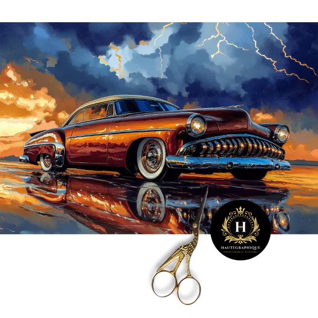 Sunset Storm Vintage Car Decoupage Tissue Paper | Zazzle