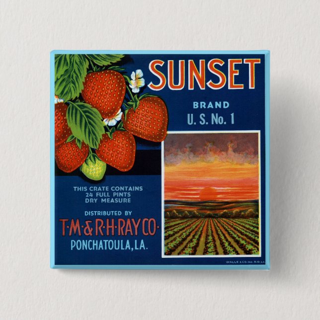 Sunset Strawberries Button (Front)
