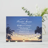 Sunset String Lights Palm Beach Bridal Shower Invitation (Standing Front)
