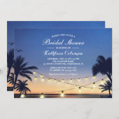 Sunset String Lights Palm Beach Bridal Shower Invitation (Front/Back)