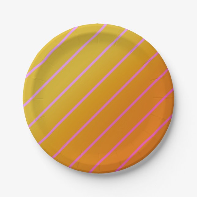 Sunset Striped Paper Plates (Front)