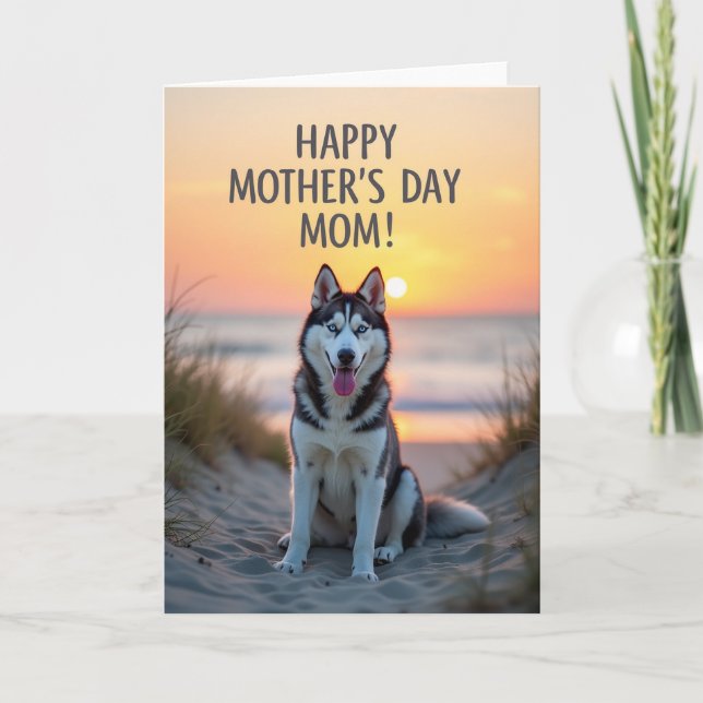 Sunset Striped Pattern Dog Card (Front)