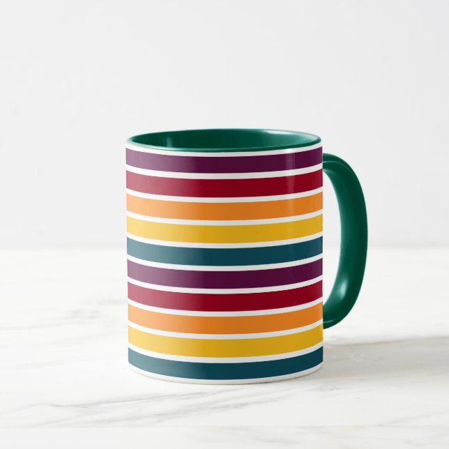 Sunset Stripes Dark Green Combo Mug (Front Right)