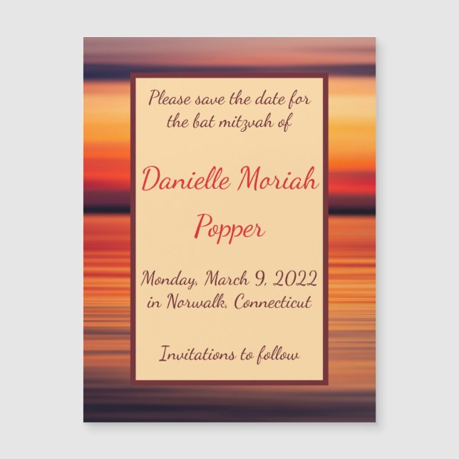 Sunset Stripes Save the Date Magnet Card (Front)