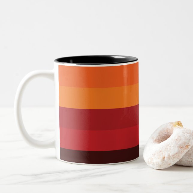 Sunset Stripes Two-Tone Coffee Mug (With Donut)
