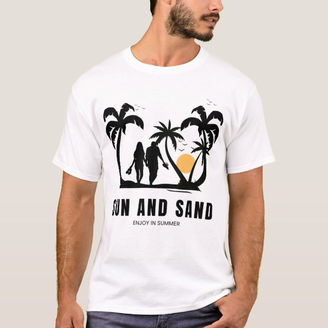 Sunset Stroll: Sand & Sunshine T-Shirt (Front)