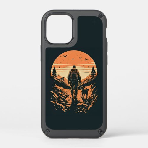 Sunset Stroll with Man and Dog Phone Case