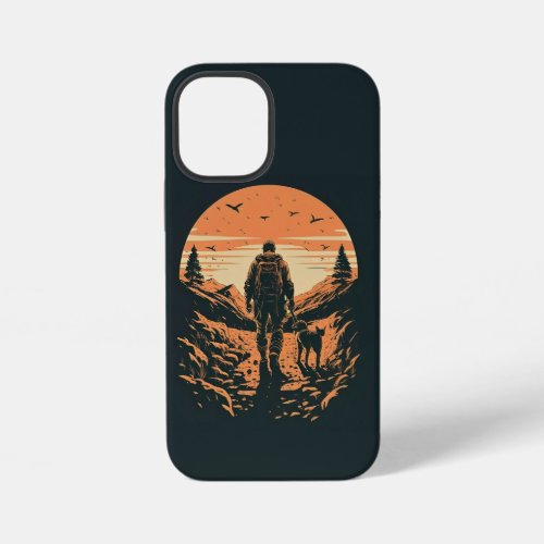 Sunset Stroll with Man and Dog Phone Case