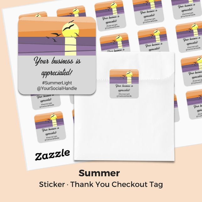 Sunset Stylized Gray Your Business Is Appreciated Square Sticker (Sunset Stylized Gray Your Business Is Appreciated Square Sticker)