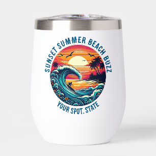 Sunset Summer Beach Buzz Thermal Wine Tumbler