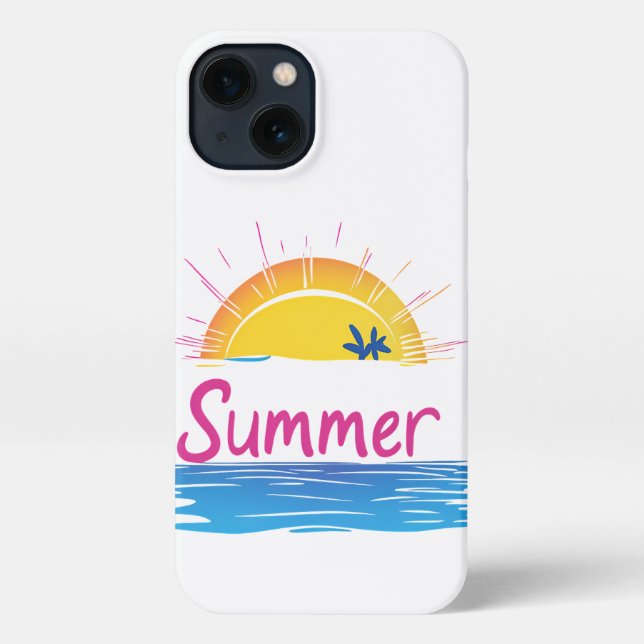 Sunset Summer Beach Illustration iPhone Case (Back)