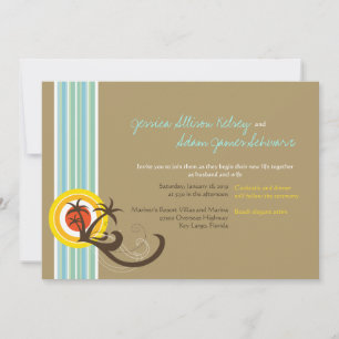 Sunset Summer Palms Tropical Beach Wedding Invite