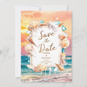 Sunset Sun Beach Wedding Save The Date