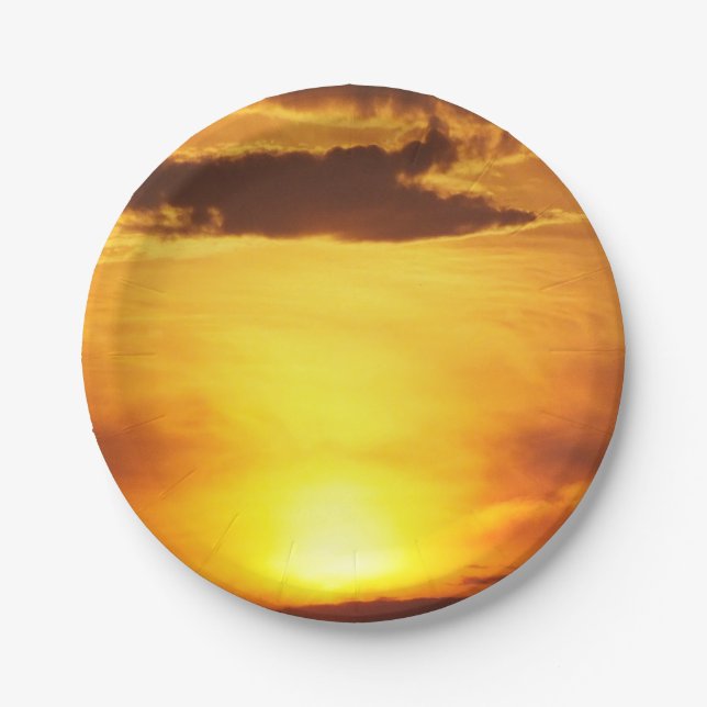 sunset, sun, sky, landscape, sunrise, summer, paper plates (Front)
