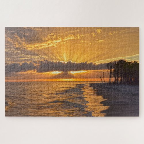 Sunset Sunbeams on Dauphin Island Alabama Jigsaw Puzzle