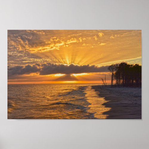 Sunset Sunbeams on Dauphin Island Alabama Poster
