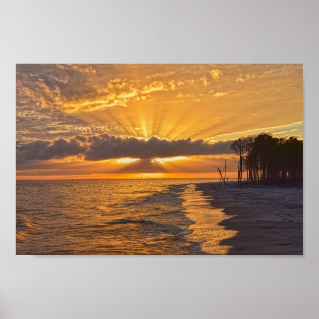 Sunset Sunbeams on Dauphin Island, Alabama Poster (Front)