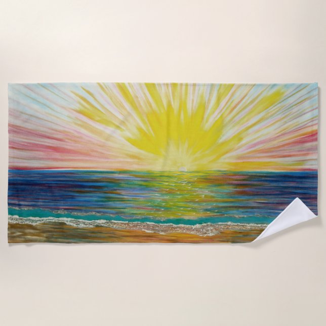 Sunset sunburst beach towel (Front)
