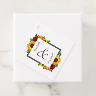 Sunset Sunflower Rose Floral Wedding Favor Tags